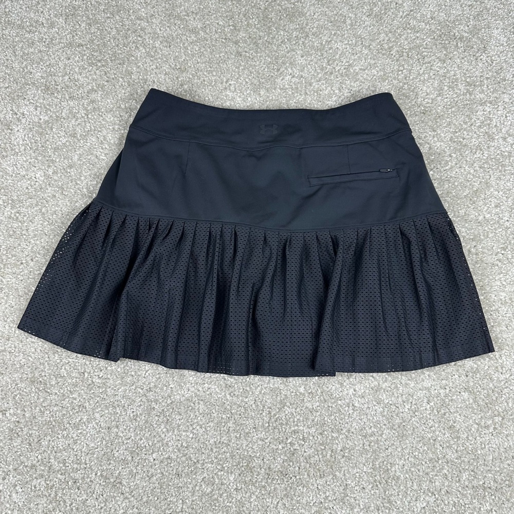 Under Armour Black HeatGear Pleated Mesh Trim Tennis Skort Athletic Skirt Small - Picture 4 of 5